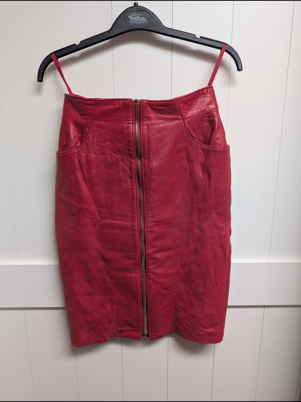 Vintage Michael Hoban North Beach Leather Red Zip Up Skirt